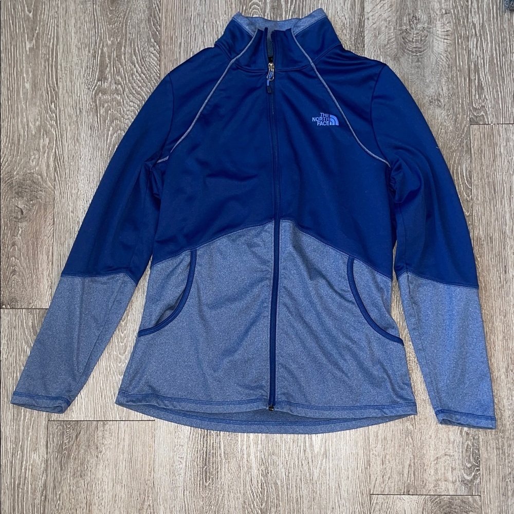 The North Face Two-Tone Blue zip up Jacket color block large outdoors hiking